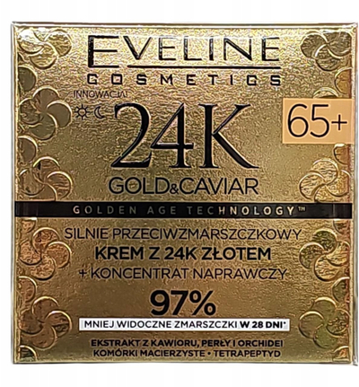 Krem fytyre anti-aging Eveline Cosmetics 24K Gold and Caviar, për moshë 65+, 50ml