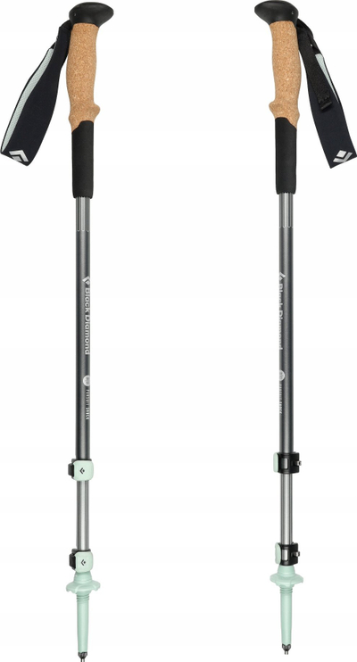 Shkopinj trekking Black Diamond Pursuit Shock, alumini, me amortizim, gri çeliku me jeshile, dorezë shkumë
