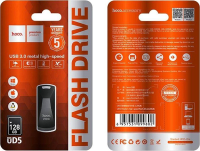 USB Hoco Wisdom UD5, 128GB, USB 3.0, argjent