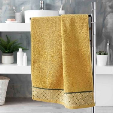 Peshqir banjo Belina Honey, 50 x 90 cm, pambuk jacquard, ngjyrë mjaltë