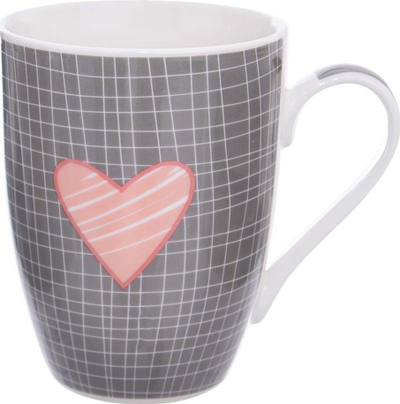Set filxhanësh porcelani Orion Heart, 2 copë, me zemër, gri edhe e bardhë