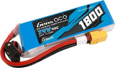 LiPo батерија GensAce G-Tech 2S, 1800mAh, 7.4V 45C, конектор XT60