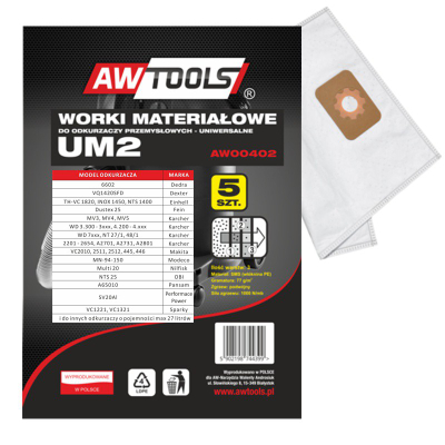 Set çesesh për fshesë AWTools microfibre UM2 MAKITA VC2010/2511/2512/445/446, 5 copë