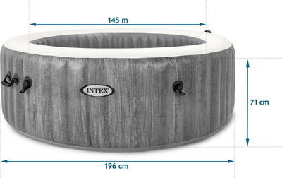 Vaskë SPA për kopsht Intex PureSpa Greywood Deluxe 28440, diametër 196 cm, lartësi 71 cm, gri