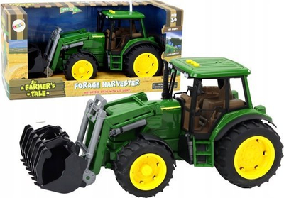 Traktor lodër fermë me ekskavator, i madh, me drita dhe tinguj, i gjelbër