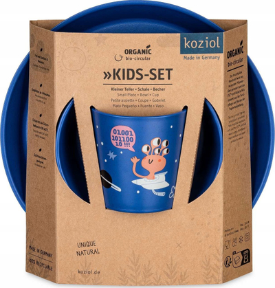 Set enësh për kalamaj Koziol Space, 3 copa, organik, blu