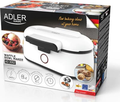 Аппарат за вафли во форма на корпа Adler, 1400W, нелеплива плоча