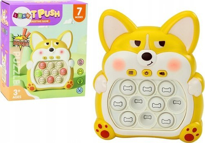 Lodër arcade Lean Toys Pop It Fox, 7 lojëra, interaktive sensoriale, e verdhë