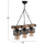 Llambë e varur tavani 3-drita, plank dru + kapele metalike, 50×12×60 cm (HM7699.01)