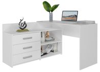 Tavolinë kompjuteri Topeshop DANY WHITE SET, me komodinë anësore, 3 sirtarë, e bardhë