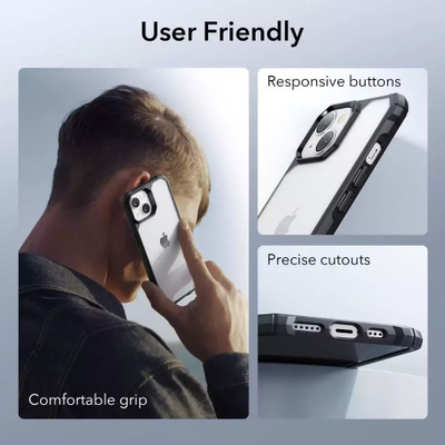 Kapak telefoni ESR Air Armor për iPhone 14 Plus, transparent, me kornizë të zezë