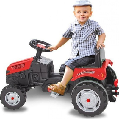 Traktor me pedale për kalamaj JAMARA Strong Bull, me borie, sedilje që rregullohet, i kuq