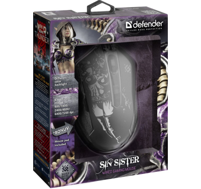 Maus lojërash Defender Sin'Sister GM-933, i zi