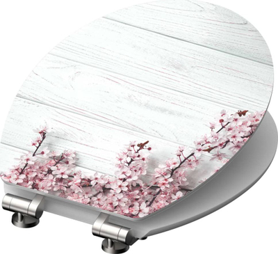 Kapak WC SCHÜTTE FLOWERS &amp; WOOD, MDF, soft close, me lule rozë