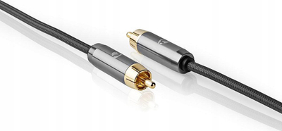 Kabllo subwoofer Nedis Profigold Fabritallic, 5 m, RCA mashkull-mashkull, gri metalike
