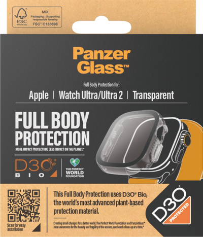 Mbrojtëse ekrani PanzerGlass Full Body për Apple Watch Ultra 2 49mm, D3O, transparente