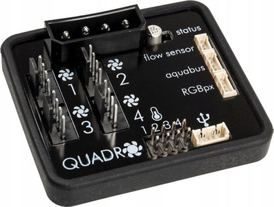 Kontrollues ventilatorësh PC Aqua Computer QUADRO, 4x PWM, RGBpx, i zi