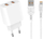 Karikues Denmen DC05 + kabllo Lightning, 2 x USB A, i bardhë