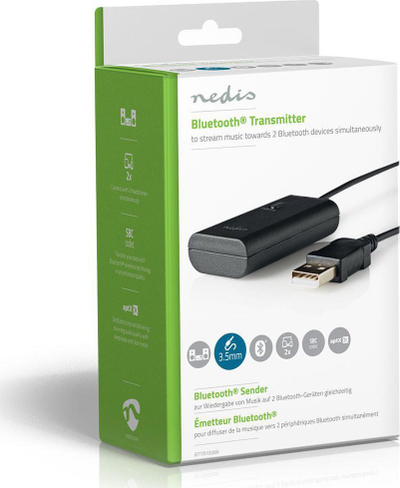 Transmetues audio Bluetooth Nedis BTTR100BK, USB, AptX, i zi