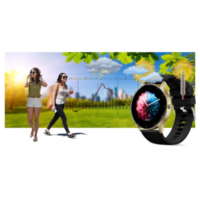 Smartwatch Gravity GT2-3, ekran 1.28" IPS, Bluetooth 5.1, ari me të zezë