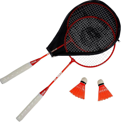 Set badminton Enero Badminton Set In Cover, 2 raketa metalike, me mbulesë, portokalli