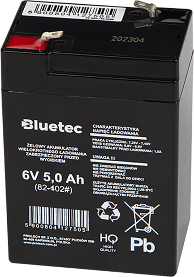 Батерија AGM Bluetec 6V 5Ah, гел, црна