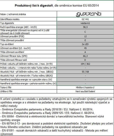 Aspirator i futur Guzzanti GZ 441, 60 cm, 380 m³/orë, i zi