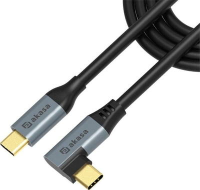 Kabllo USB C BBC Akasa, 100W PD, 240Mbps, me kënd 90°