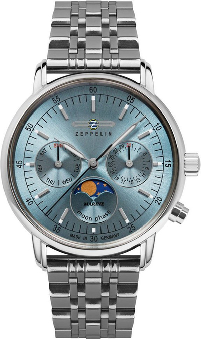 Женски часовник LZ14 Marine Moonphase Z8637M3, 36mm, кварц, не’рѓосувачки челик, бројчаник сино мраз