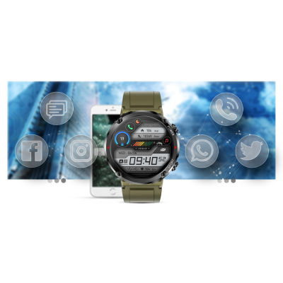 Smartwatch Gravity GT21-7, ekran 1.6", IP67, me rrip silikoni t'zi