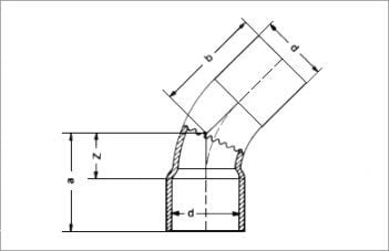 Koleno bakri SANHA Male 5040, 45°, 15mm