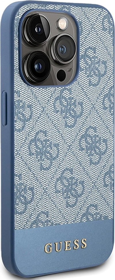 Çakmak telefoni Guess 4G Bottom Stripe, për iPhone 15 Pro Max, e përshtatshme me karikim wireless, blu