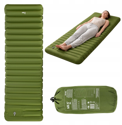 Dyshek kampingu Nils Camp NC4402, 190x64x10 cm, me pompë mrena, jeshil