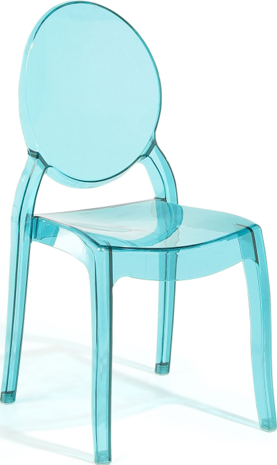Set karrigesh ngrënieje pa mbështetëse, polikarbonat, që grumbullohen, blu transparente