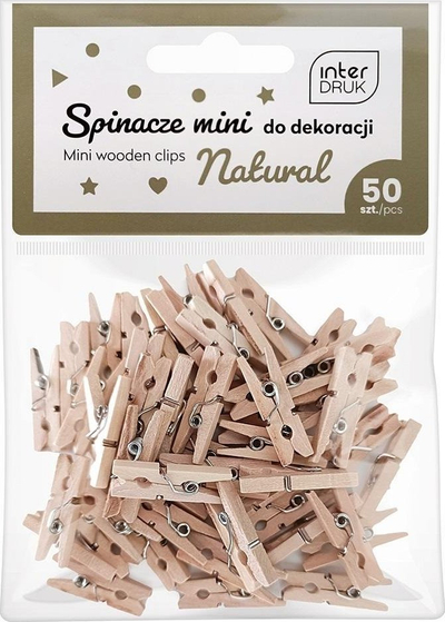 Kapëse dekorative Interdruk Natural Mini, set me 50 copë, dru natyral
