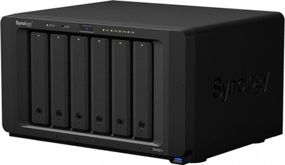NAS Synology DiskStation DS1621+, 6 slote, për rrjet, ngjyrë e zezë