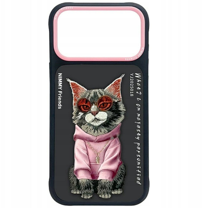 Mbulesë telefoni Nimmy Glasses Cool Cat për iPhone 17 Pro Max, TPU, poliuretani, e zezë