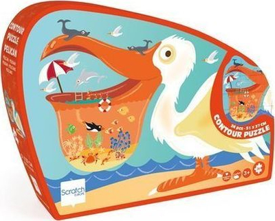 Puzzle kartoni Scratch Pelican Junior, 24 copa, 50 x 37 cm, portokalli me shumë ngjyra