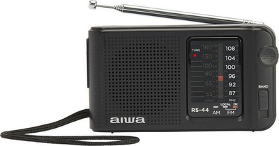 Radio xhepi Aiwa RS-44, AM/FM, portative, e zezë