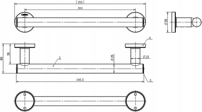Dorezë mbajtëse Hansgrohe Logis Universal 345, 34.5 cm, krom