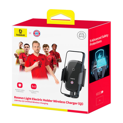 Mbajtëse telefoni për veturë Baseus Bayern Edition, karikim wireless 15W, për 4.7-6.5", e zezë