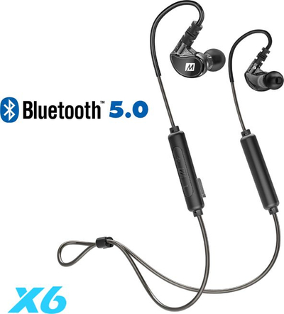 Спортски слушалки MEE Audio X6, безжични Bluetooth, куки околу увото, црни