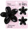 Set kapëse flokësh Ecarla SP428, 3 copë, dizajn lule, të zeza