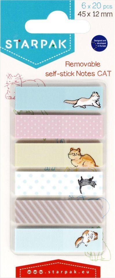 Shenja vetëngjitëse Starpak Indexing Tab Cat, 45x12mm, shumëngjyrëshe