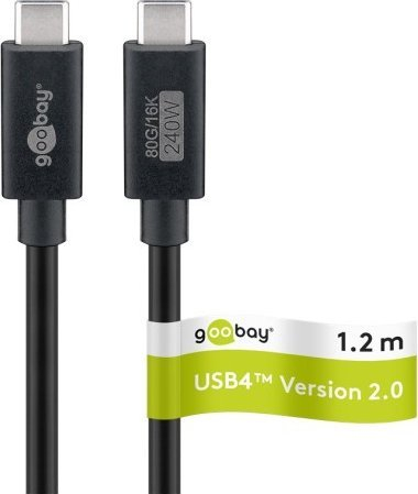 Kabllo karikues USB C Goobay USB4 2.0, 240W, 80Gbps, e zezë