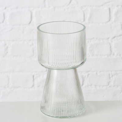 Vazo xhami Imano Glass Vase, me vija, 18 cm, transparente