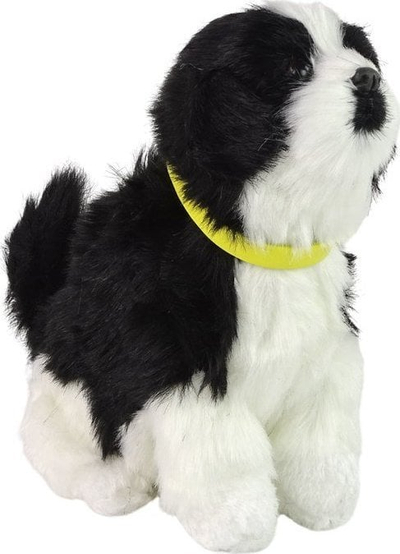 Lodër qenush pelushi LeanToys Border Collie, interaktive, me lëvizje edhe zë, e zezë me të bardhë