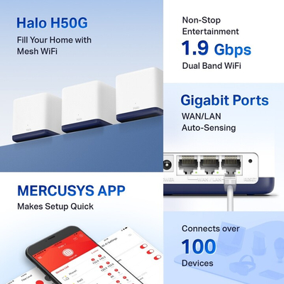 Рутер Mercusys Halo H50G, 2парчиња