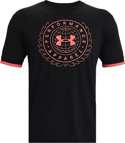 Bluzë sportive Under Armour Crest për burra, me mëngë të shkurtra, material i hollë i lehtë, e zezë