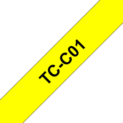 Shirit etiketues Brother TC-C01, 12mm, tekst i zi në sfond të verdhë